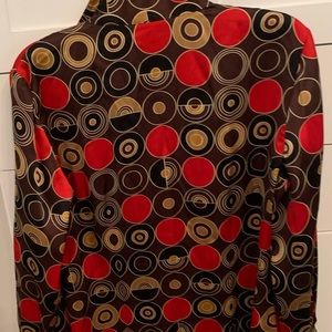 Brown red and gold geo style blouse